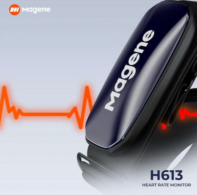 Magene H613 Herzfrequenzmesser Bluetooth 3-Kanal Brustgurt Schwarz wiederaufladbar kompatibel mit Gesundheits-Apps und Zwift - Bild 1