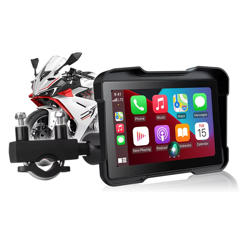 Jansite 5 Zoll Motorrad Navigation Display mit Wireless CarPlay und Android Auto, IP67 wasserdicht, Dual Bluetooth, Schwarz - Bild 6