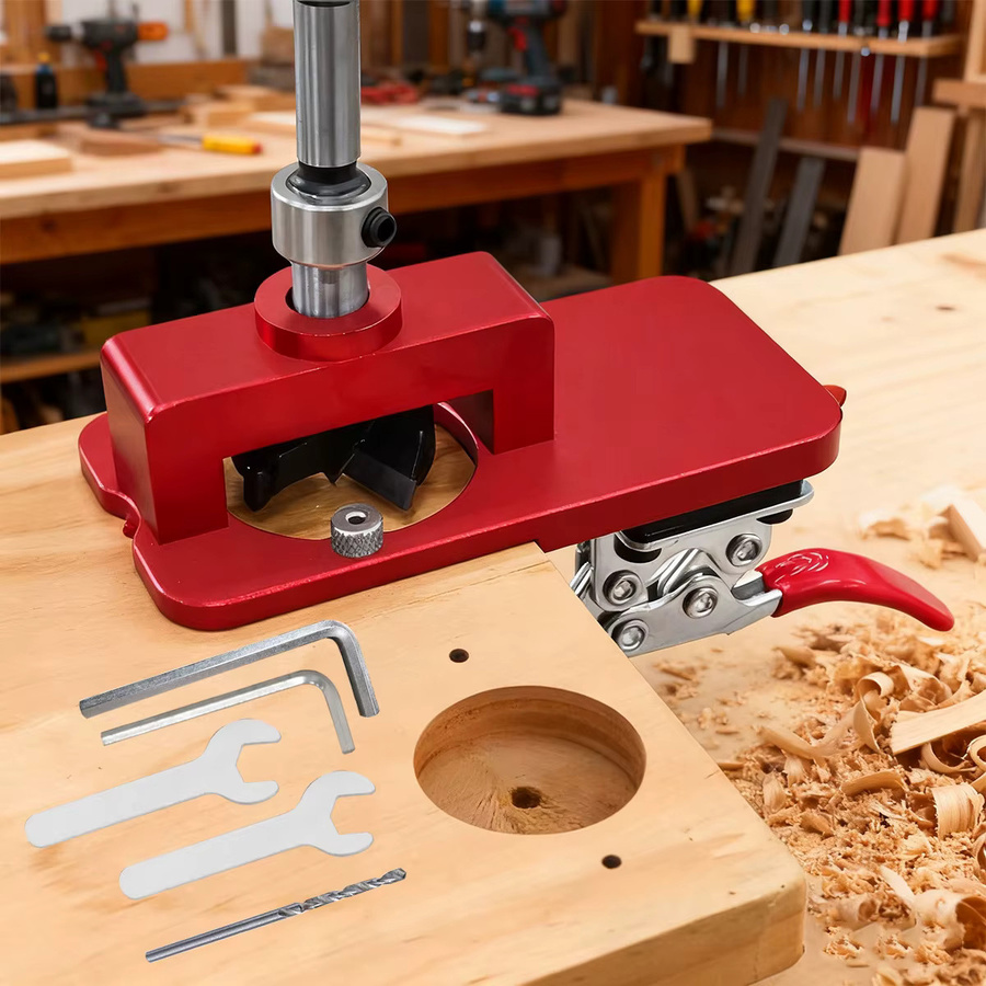 GDART Scharnierlehre aus Aluminium für 35 mm verdeckte Scharniere, Lochöffner-Schablone für präzises Bohren in Holz und Schränken, Rot - Bild 2
