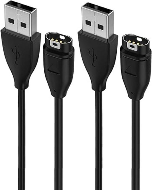 2er-Pack Ersatzladegerät kompatibel mit Garmin Smartwatch USB Ladekabel in Schwarz - Bild 1