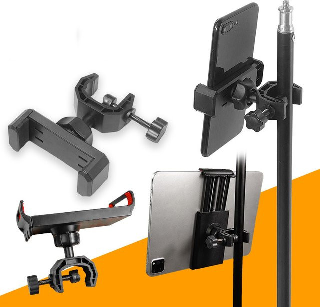 KOQZM Universal Smartphone Halter mit 6,5 Grad Drehung für Musik-Live-Shows, Schwarz, passend für Smartphones bis 18 cm - Bild 1