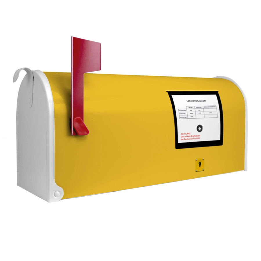 Banjado Amerikanischer Briefkasten Weiß mit gelbem Motiv, Stahl pulverbeschichtet, B/T/H: 48 x 22 x 16 cm - Bild 1