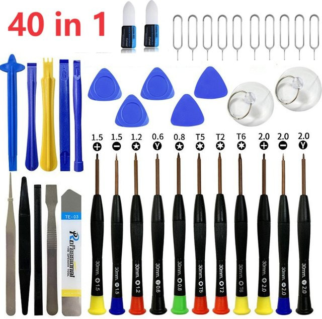 40 in 1 Reparatur-Werkzeugset für Mobiltelefone mit Spudger und Hebelwerkzeug sowie Schraubendreher-Set für iPhone Modelle in Mehrfarbig - Bild 1