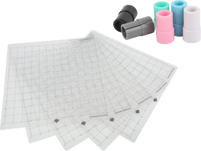 TOMTOP JMS 5-teiliges Schneidematten-Set mit 6-teiligem Stiftadapter, selbstklebend und Anti-Rutsch, Grau/Transparent, B/T: 30,5 x 30,5 cm - Bild 1