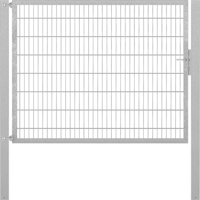 Einzeltor Flexo Plus aus Stahl in Silber, Breite: 200 cm, Höhe: 180 cm, inklusive Pfosten Breite: 100 cm, Tiefe: 100 cm, feuerverzinkt - Bild 1