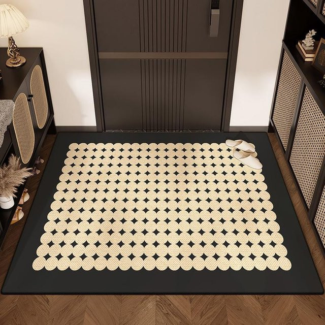 Moderne und rutschfeste Eingangstürmatte aus Polyester in Beige, B/B/H: 90 x 150 cm - Bild 1