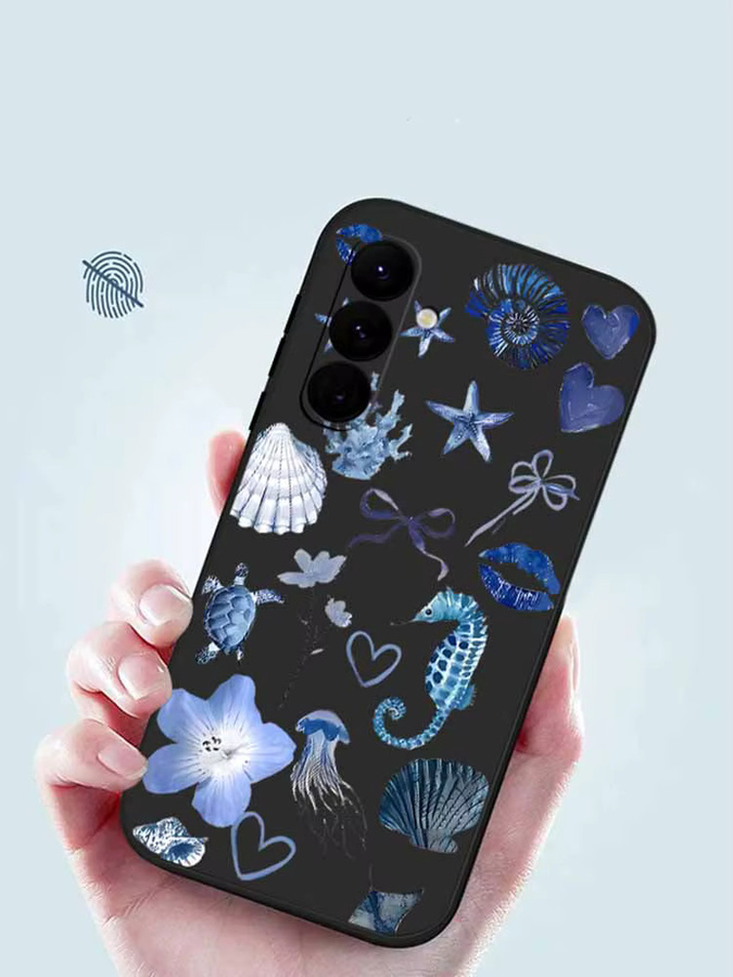 Samsung Handyhülle mit Marine-Tier-Design Quallen und Seepferdchen in Grau für Galaxy S25 FE S24 S23 S22 Ultra Plus A56 A17 A16 A36 A55 A54 A15 - Bild 4