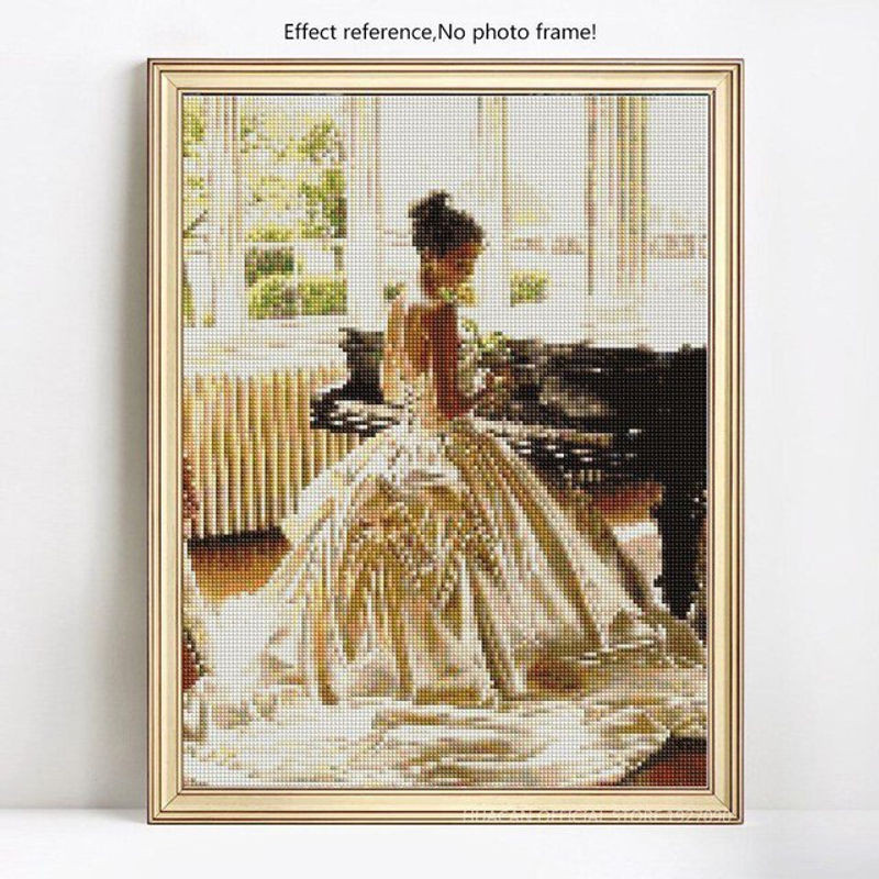 FIYO Diamant-Gemälde Prinzessin, mehrfarbiges Diamant-Mosaik-Bild mit Strasssteinen für Kinder, B/H: 20 x 30 cm - Bild 1