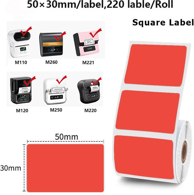 Bekia Thermo-Etikettenpapier weiß, 230 Stück quadratische Aufkleber für Etikettendrucker, B/H: 50 x 30 mm - Bild 1