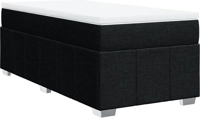 vidaXL Boxspringbett mit Matratze Schwarz, Hybrid-Konstruktion mit Taschenfederkern, B/T/H: 90 x 200 cm - Bild 1
