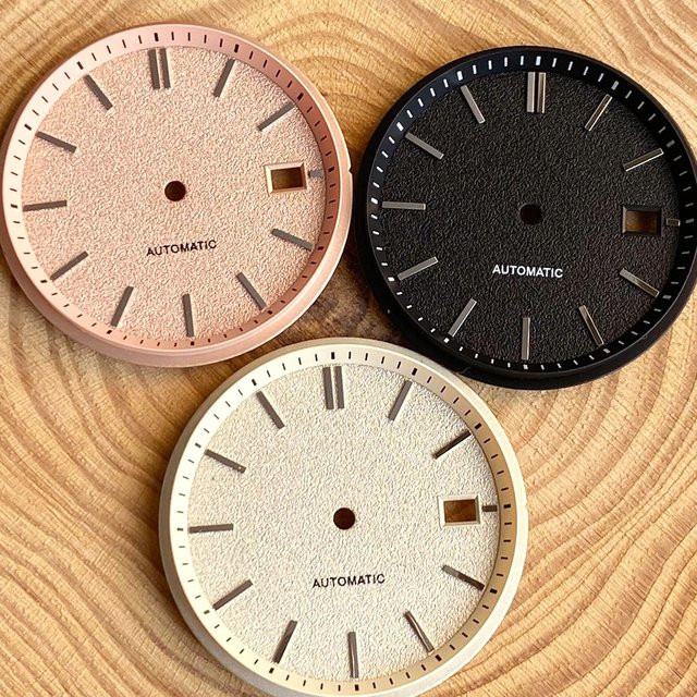 Tandorio Uhrenteile, Zifferblatt, Silber, Lachs Rosa Schwarz Weiß, Herren - Bild 1