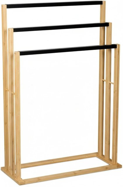 Relaxdays Handtuchständer aus Bambus in Natur, freistehend, H: 82 cm, B: 55 cm, T: 24 cm - Bild 1
