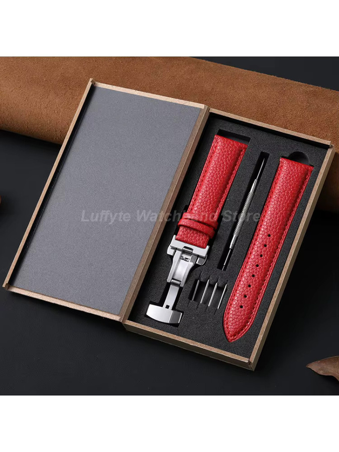 luffyte Uhrenarmband Leder, Schmetterlingsverschluss, Damen - Bild 2