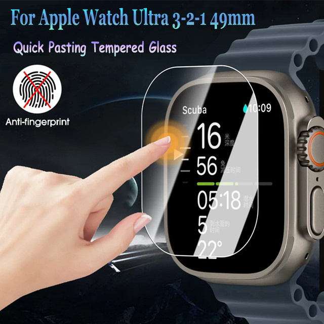 Apple Schutzglas für Apple Watch Ultra, 49 mm, Schwarz, Transparent, Unisex - Bild 1
