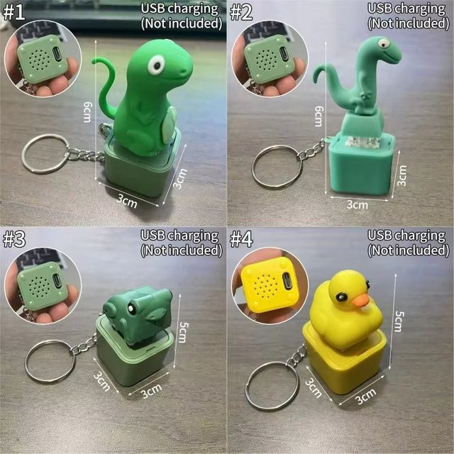 52TOYS Eidechsen-Frosch-Enten-Knopf-Schlüsselanhänger, Stressabbau-Spielzeug - Bild 1