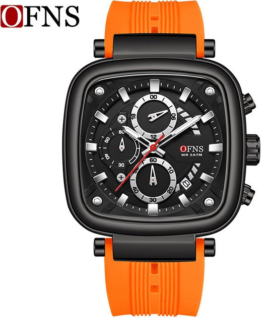 OFNS Chronograph, Quarz, Eckig, Silikonarmband, Herren - Bild 1