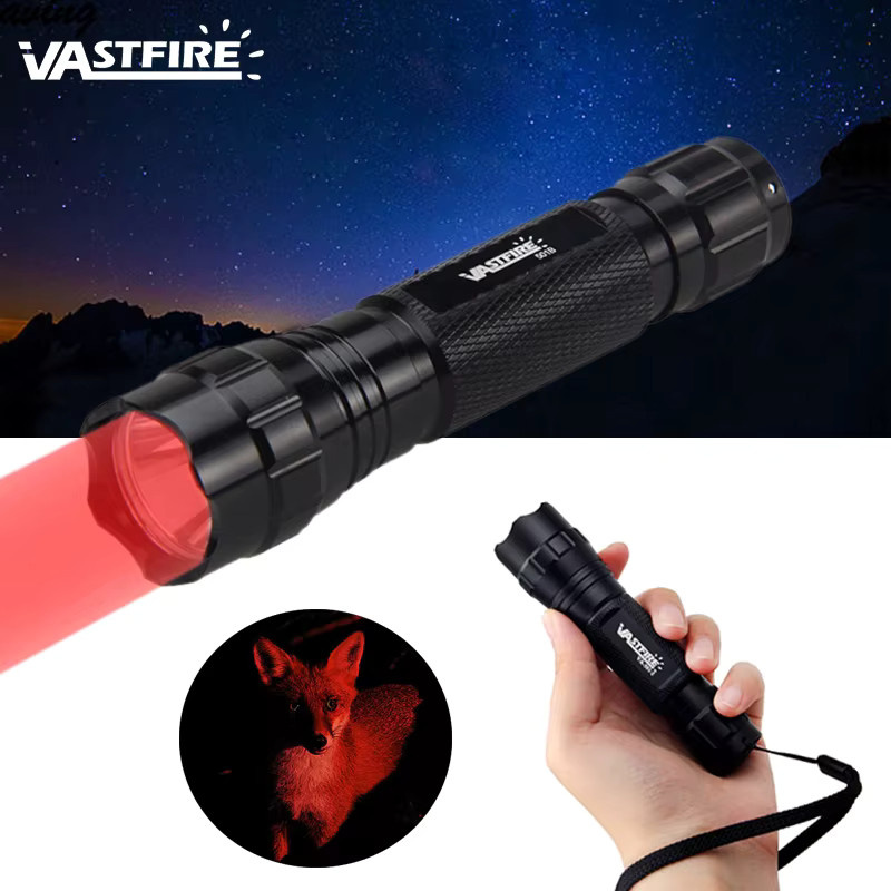 VASTFIRE Taktische LED Taschenlampe mit rotem Licht, High Power Scheinwerfer für Jagd und Nacht, Schwarz/Rot - Bild 3