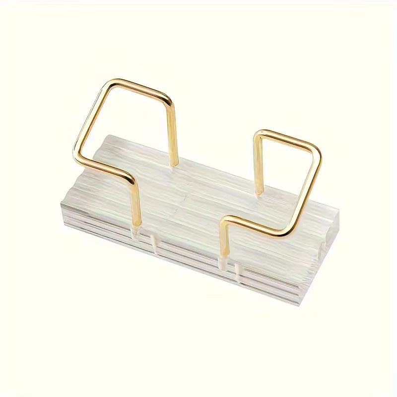 Eleganter Visitenkartenhalter aus transparentem Acryl mit goldener Metallbasis als Desktop-Displayständer für Memo und Einladungen - Bild 2
