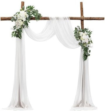 VEVOR Künstliches Blumenset für Hochzeitsbögen in Weiß mit transparenten Seidenstoff-Vorhängen, 3er-Set mit 2 Blumenarrangements - Bild 1
