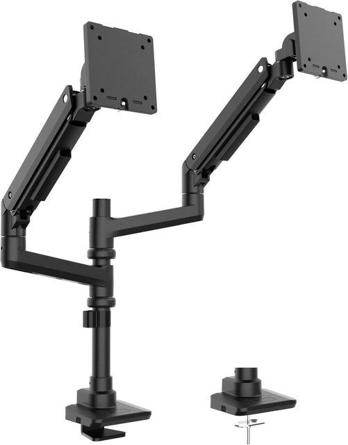 Wiltec Zweifach Monitorhalterung für den Schreibtisch in Schwarz mit VESA-Standard bis 20 kg Traglast - Bild 1