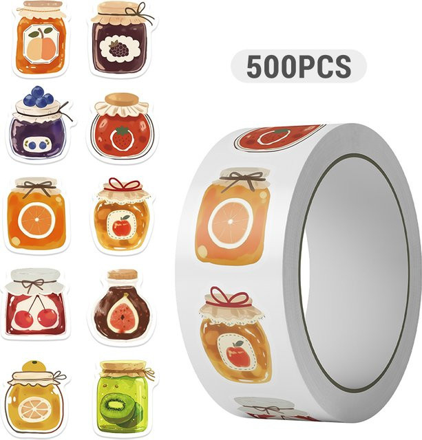 500 Stück Cartoon-Marmeladenglas-Aufkleber, wasserfeste Dekorations-Sticker in Multicolour für Notizbücher, Scrapbooks und Schreibwaren - Bild 1