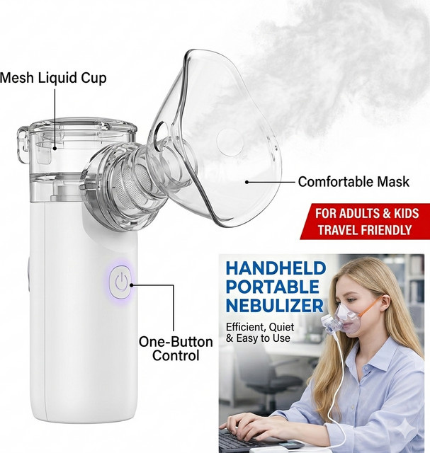 Jitesy Tragbarer Mesh-Inhalator Geräuscharmer Ultraschall-Zerstäuber in Weiß - Bild 1
