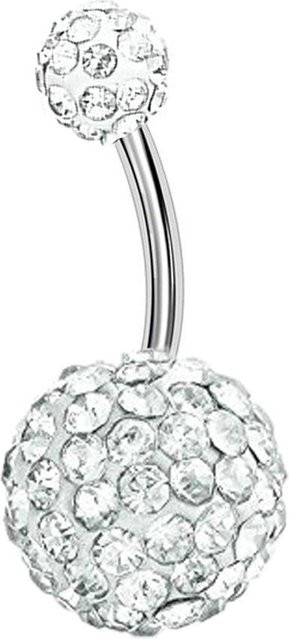 InsprerMe Bauchnabelring Edelstahl, Kristallkugeln, 8/10 mm, Weiß, Unisex - Bild 1