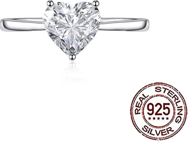 CWWZircons Ring, 925 Silber, Zirkonia, Herz Form, Damen - Bild 1