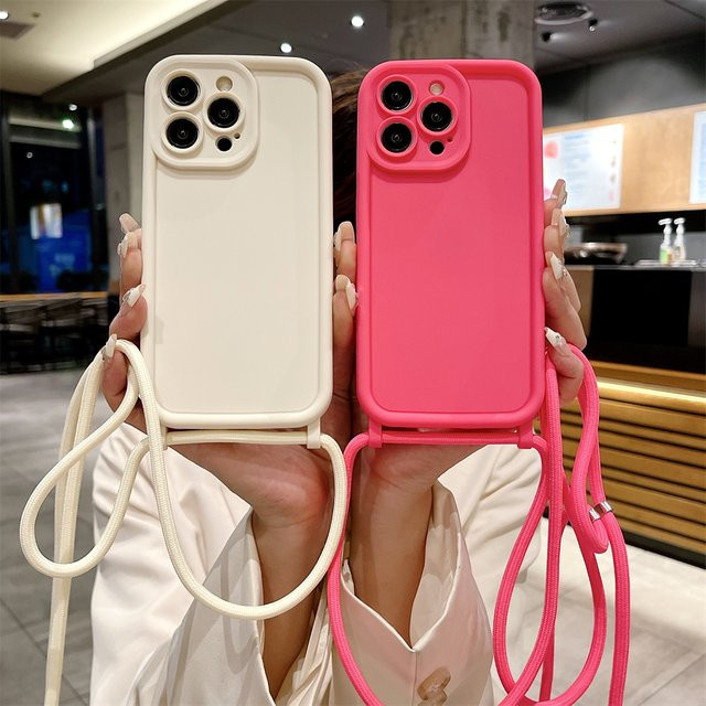 Stoßfeste Handyhülle für Apple iPhone 17 16 15 14 13 12 11 Pro Max Plus mit verstellbarem Umhängeband in Weiß - Bild 1