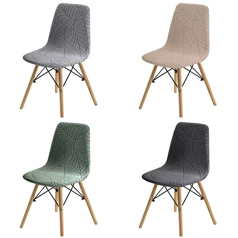 WANERQU Blätter Jacquard Stuhlbezug für armlose Esszimmerstühle, rutschfest, Schwarz - Bild 4