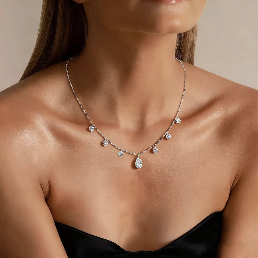COSYA Halskette, 925 Silber, Gold, Moissanite, Diamant, Damen - Bild 4