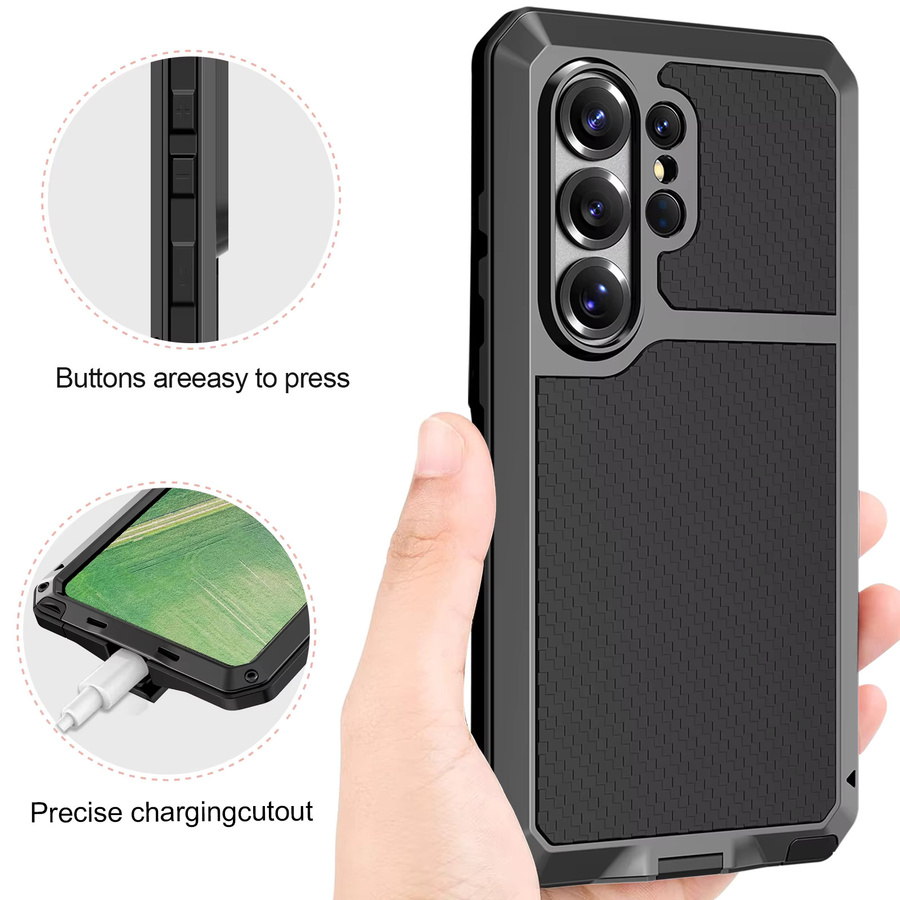 Robuste und sturzsichere Handyhülle aus Aluminiumlegierung für Samsung S26 Ultra, S25, S24, S23 in Schwarz - Bild 1