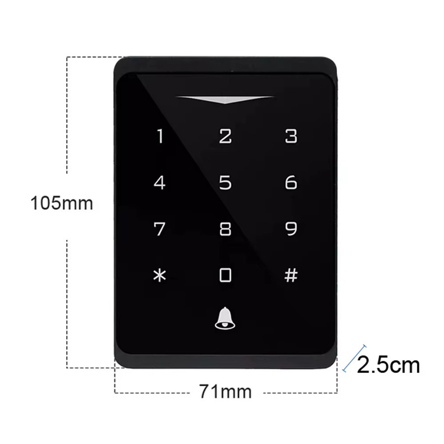 LUCKING DOOR Zugangskontrollsystem mit Tuya-App-Unterstützung, 2,4G WLAN, RFID-Tastatur und hintergrundbeleuchtetem Touchscreen, IP66 wasserdicht, 125 kHz EM-Kartenleser, WG 26 Bit, Schwarz - Bild 6