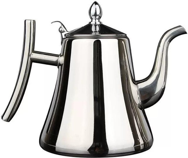MaMa workplace Edelstahl-Teekanne mit eingebautem Filter für Induktionsherd, Silver, 2,0 l - Bild 1