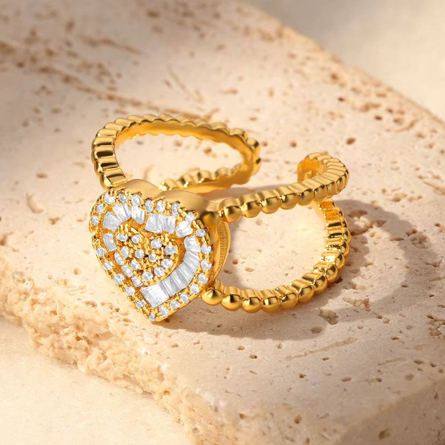 HPTOTMG Ring Damen, Edelstahl, 18K Vergoldet, Herz, Schmetterling, Zirkonia - Bild 2
