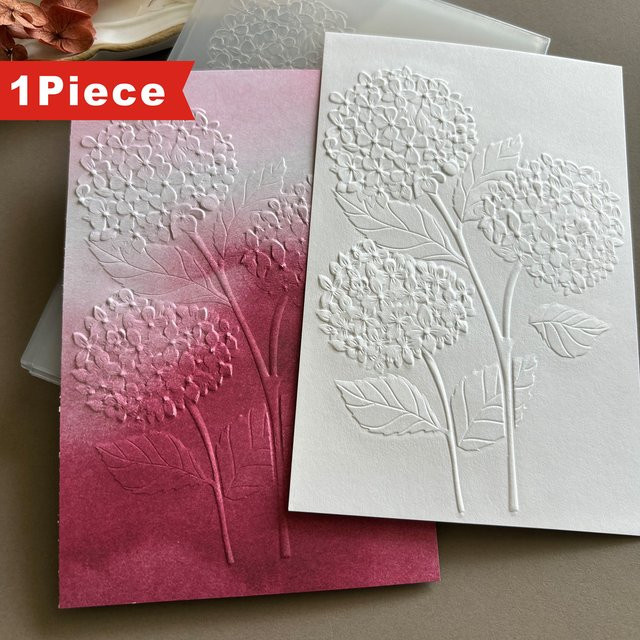 3D-geprägter Ordner mit Hortensien-Blumenmotiv in Weiß für DIY-Scrapbook und Kunsthandwerk - Bild 1