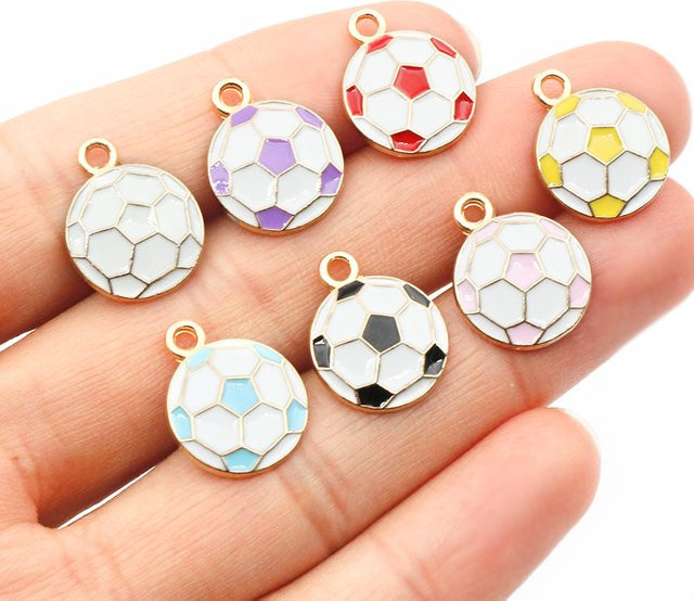 Wadsfred Anhänger Fußball, Emaille, Zinklegierung, 16,5x13mm, Unisex - Bild 1