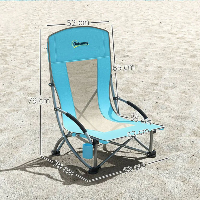 2er Set Outsunny Campingstühle klappbar in Blau mit Getränkehalter und Netzrückenlehne aus Textilene und 600D Oxford-Gewebe bis 120 kg belastbar - Bild 4