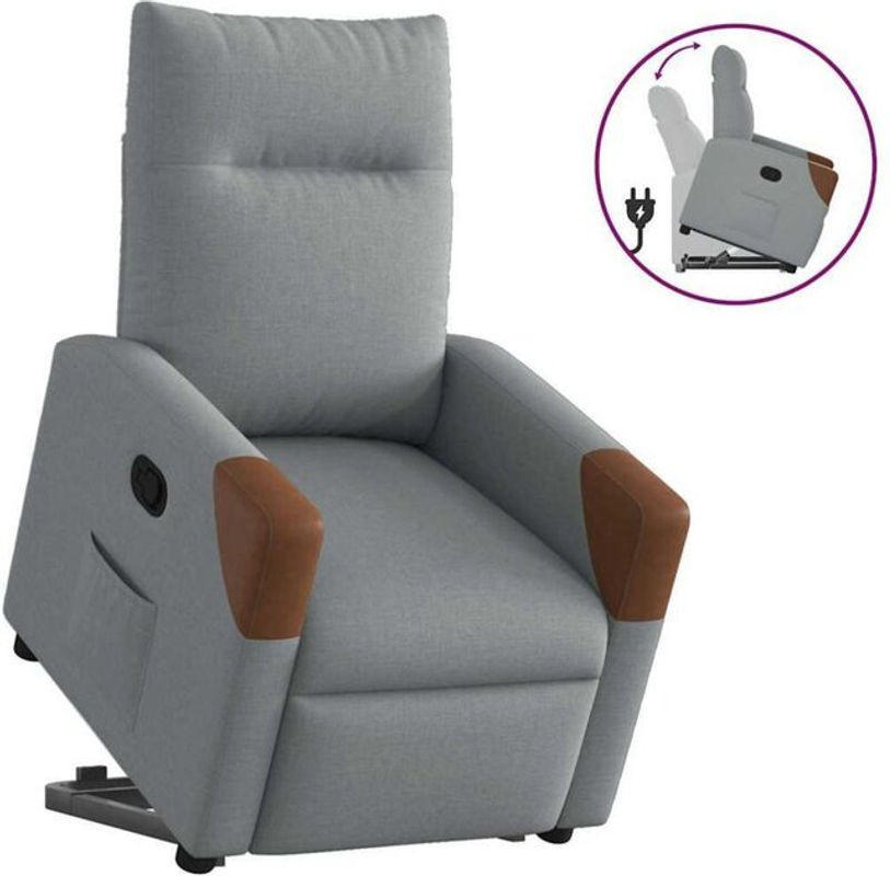 vidaxl Relaxsessel mit Aufstehhilfe in Grau aus Stoff und Holz mit Metallgestell im modernen Design - Bild 1