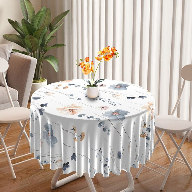 Elegante runde Tischdecke mit floralem Design in hellen Farben, wasserdicht, im böhmischen Stil, Durchmesser: 160 cm - Bild 1