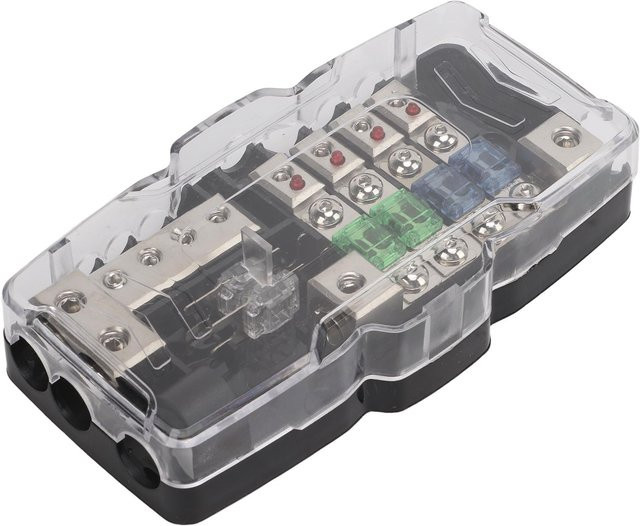 Fishine 4-fach Audio-Sicherungskasten mit LED-Anzeige für ATVs, UTVs, Wohnwagen, Anhänger und Schiffe, Grau - Bild 1