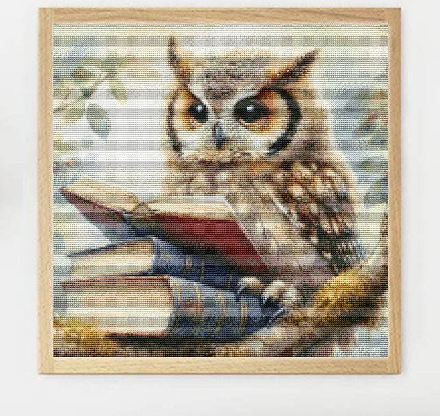 Momoart Kreuzstich-Set Eule als DIY-Stickerei mit bedruckter Leinwand in Mehrfarbig, 30 x 30 cm - Bild 1