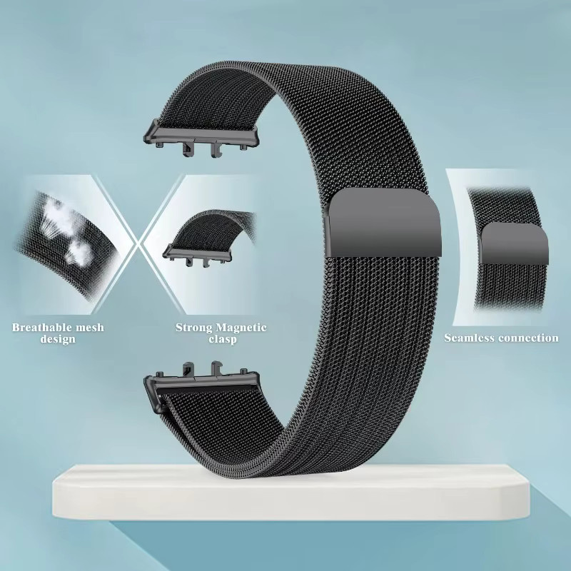 Samsung Milanaise-Uhrenarmband, Edelstahl, Schwarz, Samsung Galaxy Fit 3 - Bild 3