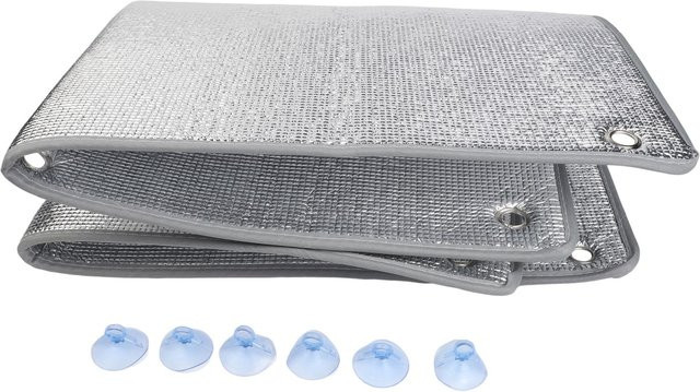 Doppelseitige Aluminium-Sonnenschutzfolie von COOKING-MALL zur Fensterisolierung mit UV-Schutz und Saugnäpfen, Farbe: Silber, B x H: 80 x 100 cm - Bild 1