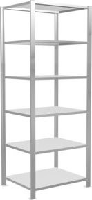 Schulte Büro-Steckregal MULTIplus150 mit 6 Fachböden und Mittelanschlag, Farbe: Lichtgrau, B/T/H: 200 x 60 x 75 cm