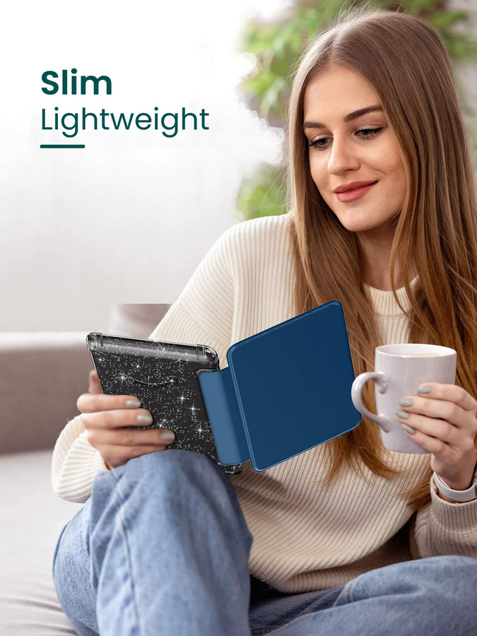 Dadanism Ultra Clear Glitter TPU Schutzhülle für Kindle Paperwhite 12. Generation 2024 (7 Zoll) mit Auto Sleep Wake Funktion in Schwarz - Bild 6