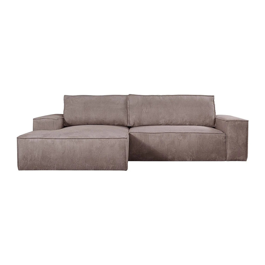 Vente-unique Schlafsofa Amelia in Dunkelpurpur mit Cord-Bezug und L-Form - Bild 2