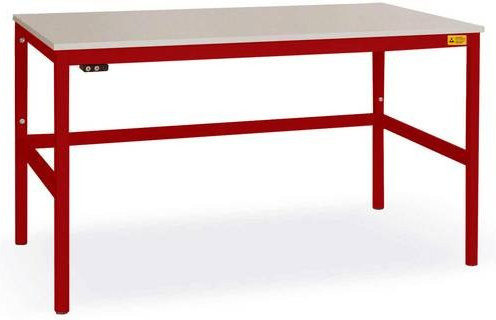 Manuflex CANTOLAB ESD-Arbeitstisch Standard mit Kunststoffplatte, Rubin-Rot, B/T/H: 120 cm x 80 cm x 76,8-78,8 cm - Bild 1