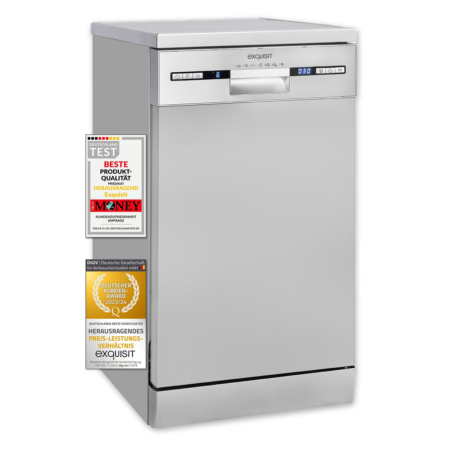 Exquisit Geschirrspüler GSP59309-030E in Silber mit Aquastop und Schnellprogrammen - Bild 1