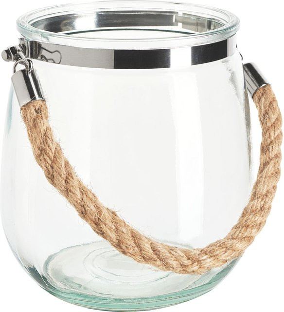 VBS Windlicht-Glas mit Kordel, transparent, rustikales Glas, Höhe: 14,5 cm, Durchmesser: 14,0 cm - Bild 1